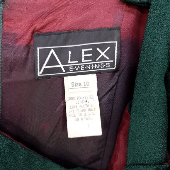 Vintage Alex Evenings Classic Dress Sleeveless Maxi Size 10 Green Polyester - Picture 9 of 15